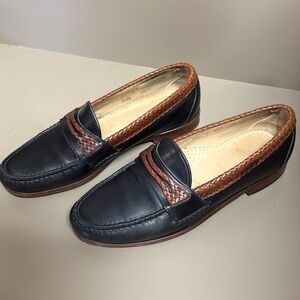 Allen Edmonds Braided Newcomb Black and Brown Loafers 10.5 D